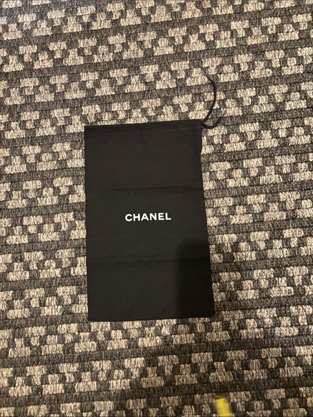 CHANEL Black Drawstring Dust Bag with White Logo